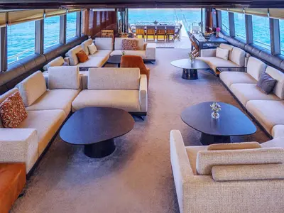 Salon of Den Den, a Gulet Luxury Motor Yacht motor yacht at Bodrum, Turkey