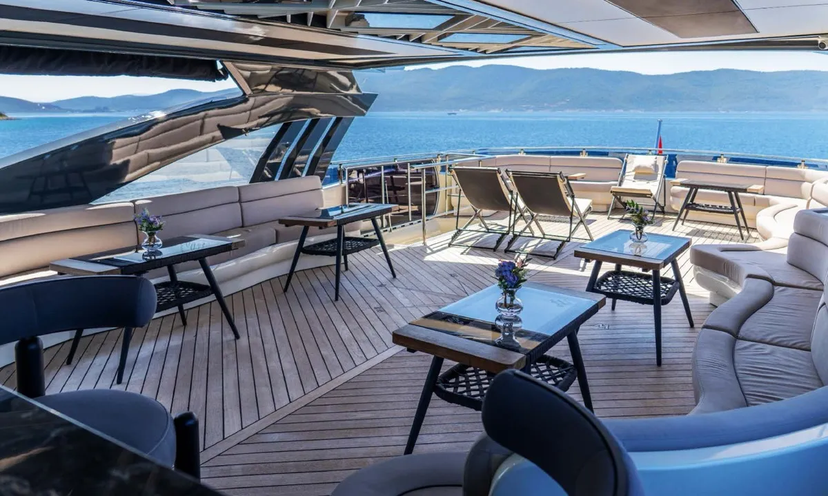 Deck of Den Den, a Gulet Luxury Motor Yacht motor yacht at Bodrum, Turkey