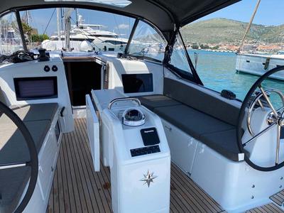 Cockpit of Marelli, a Jeanneau Sun Odyssey 410 sailboat at Trogir, Croatia