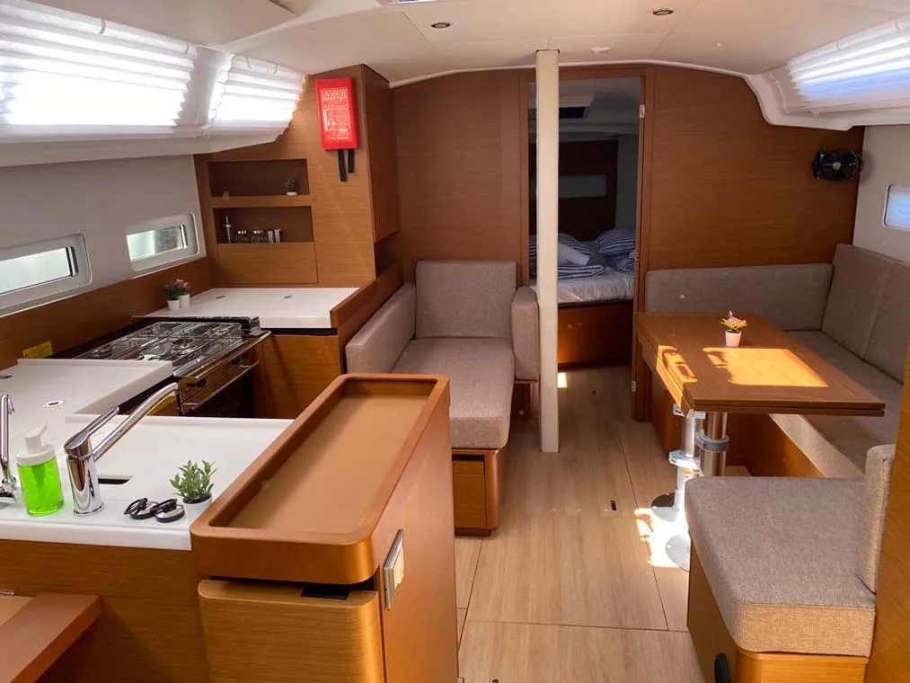 Salon of Marelli, a Jeanneau Sun Odyssey 410 sailboat at Trogir, Croatia