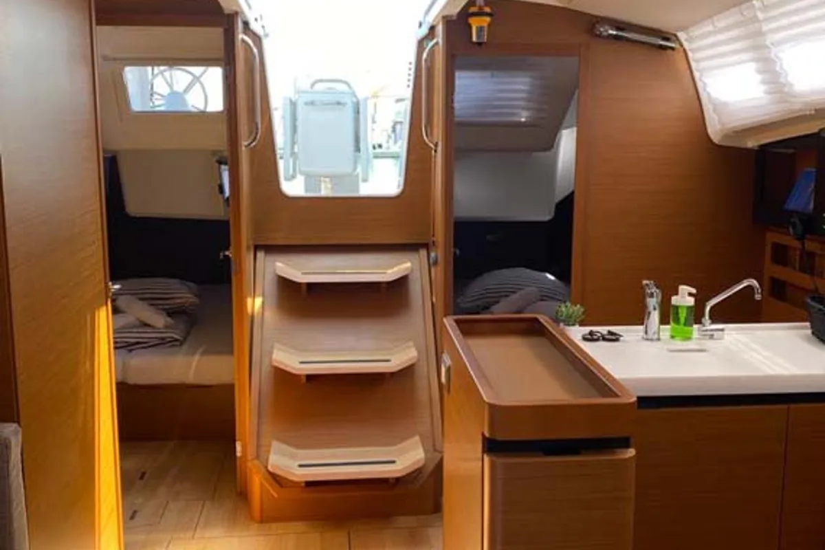 Salon of Marelli, a Jeanneau Sun Odyssey 410 sailboat at Trogir, Croatia