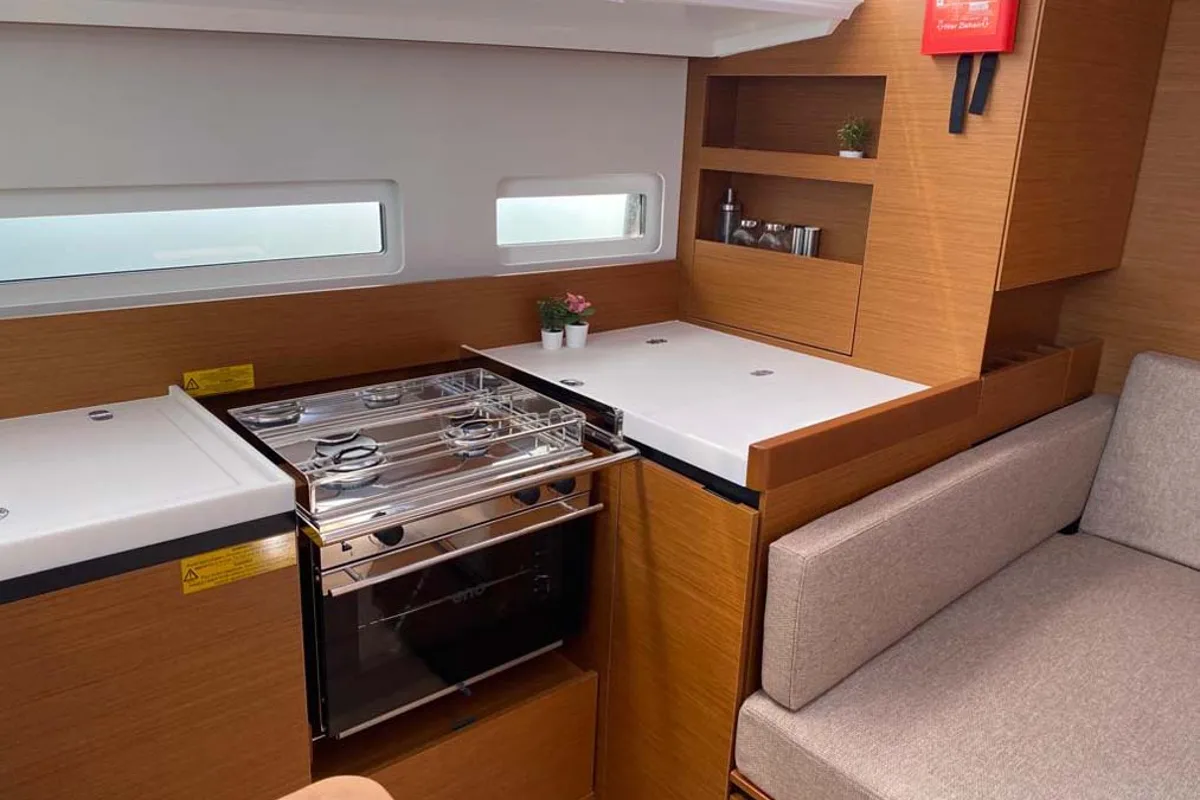 Galley of Marelli, a Jeanneau Sun Odyssey 410 sailboat at Trogir, Croatia