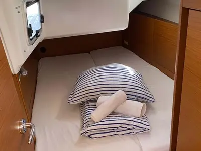 Cabin on Marelli, a Jeanneau Sun Odyssey 410 sailboat at Trogir, Croatia