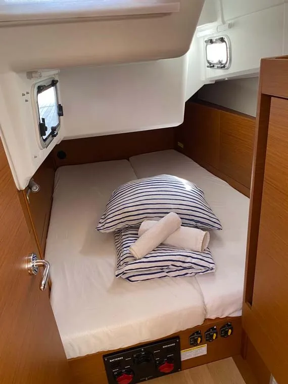 Cabin on Marelli, a Jeanneau Sun Odyssey 410 sailboat at Trogir, Croatia