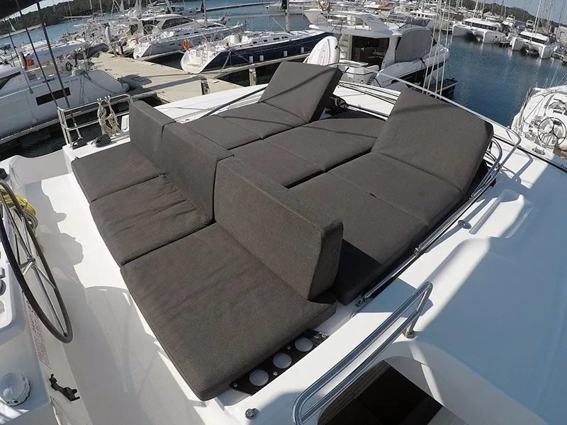Deck of Zuzo I, a Lagoon 50 catamaran at Grad Šibenik, Croatia