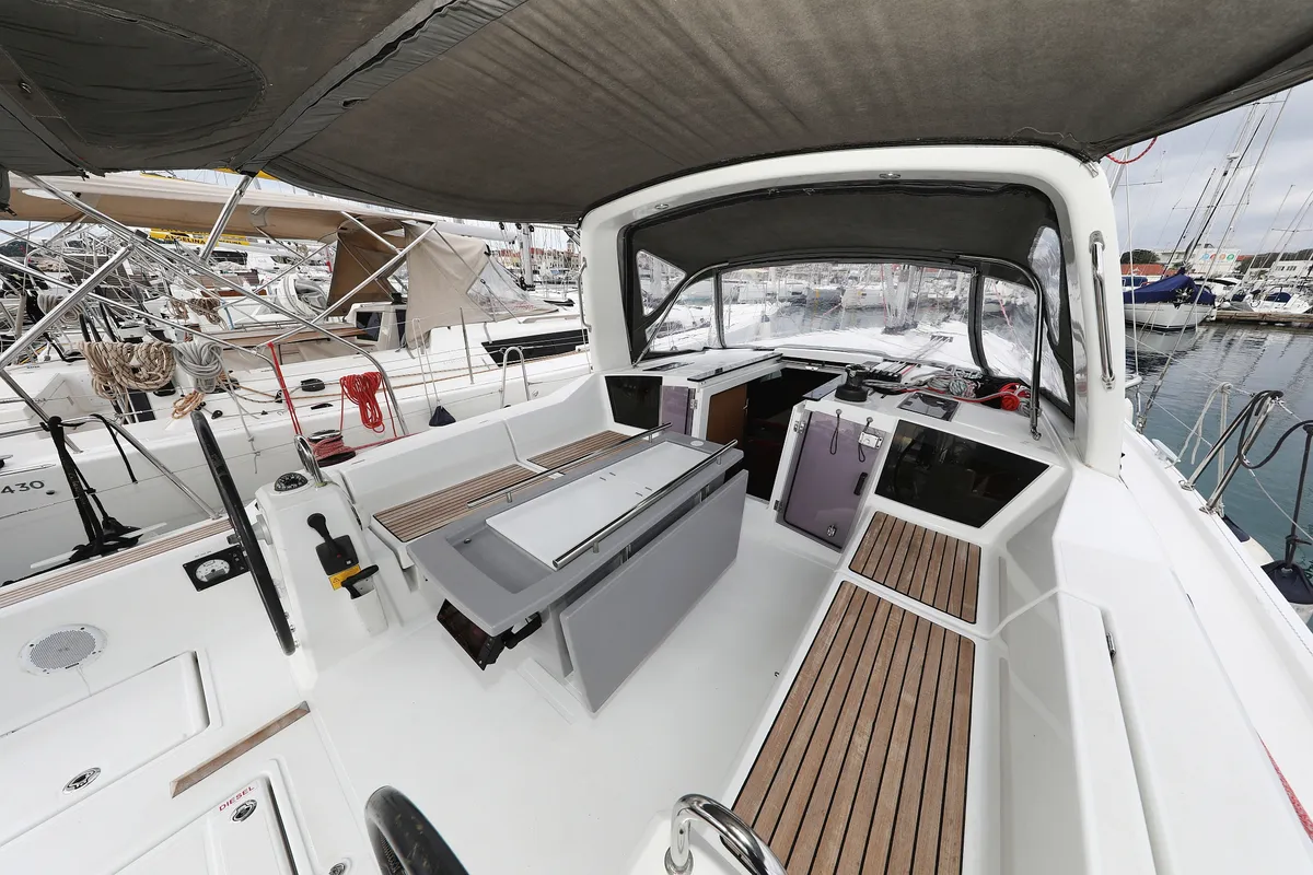 Cockpit of Dream Course, a Beneteau Oceanis 41.1 sailboat at Vodice, Croatia
