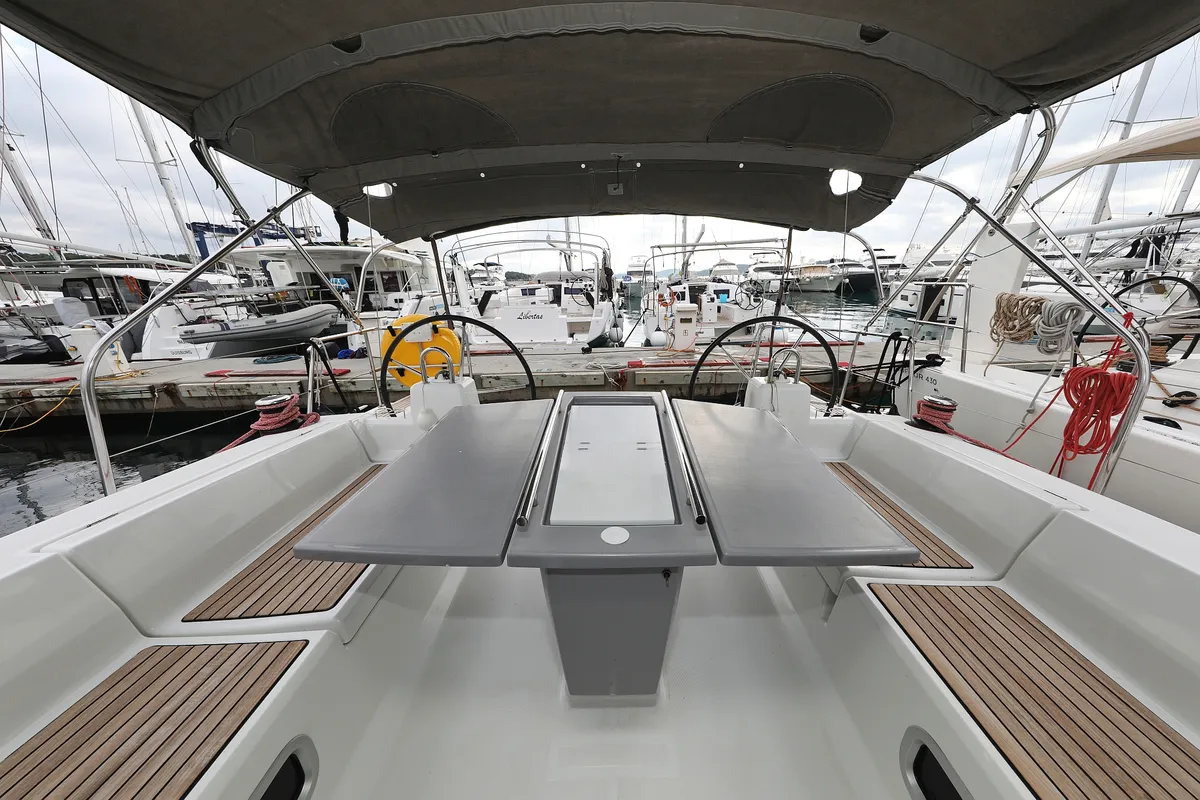 Cockpit of Dream Course, a Beneteau Oceanis 41.1 sailboat at Vodice, Croatia