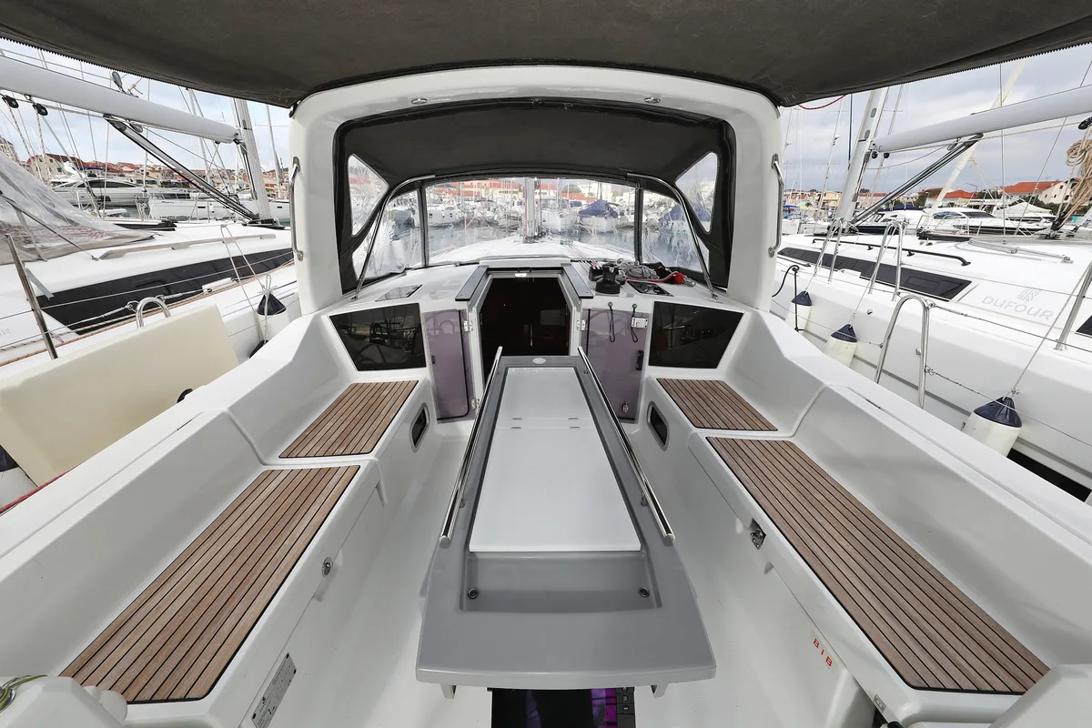 Cockpit of Dream Course, a Beneteau Oceanis 41.1 sailboat at Vodice, Croatia