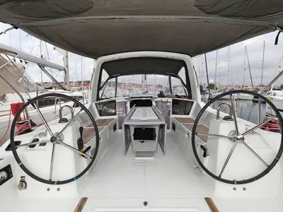 Cockpit of Dream Course, a Beneteau Oceanis 41.1 sailboat at Vodice, Croatia