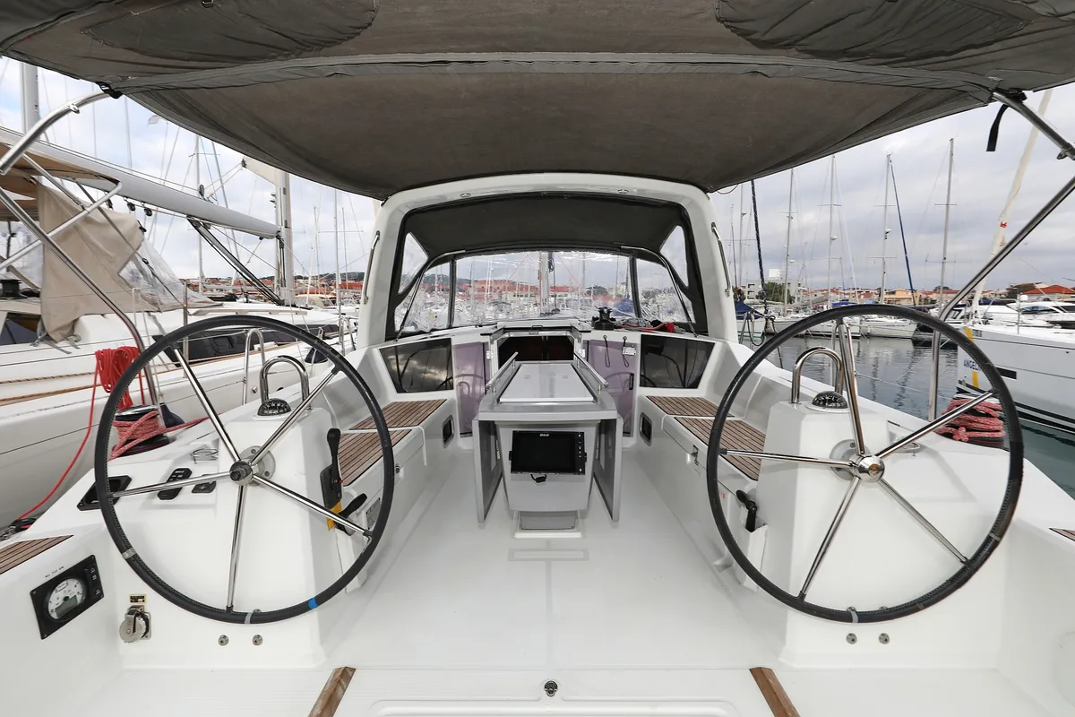 Cockpit of Dream Course, a Beneteau Oceanis 41.1 sailboat at Vodice, Croatia