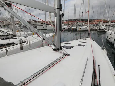 Deck of Dream Course, a Beneteau Oceanis 41.1 sailboat at Vodice, Croatia