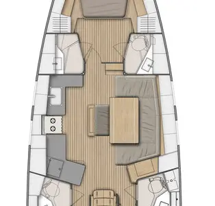 Floor plan of Thetis, a Beneteau Oceanis 46.1 sailboat at Marmaris, Turkey