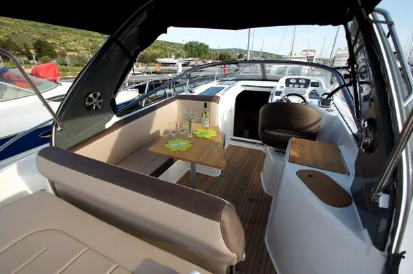 Vjeko, a Bavaria S29 motorboat at Punat, Croatia