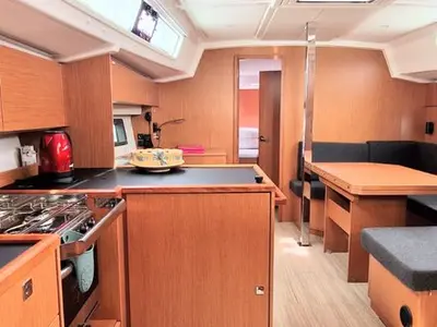 Galley of Auka, a Bavaria C42 sailboat at Rogoznica, Croatia