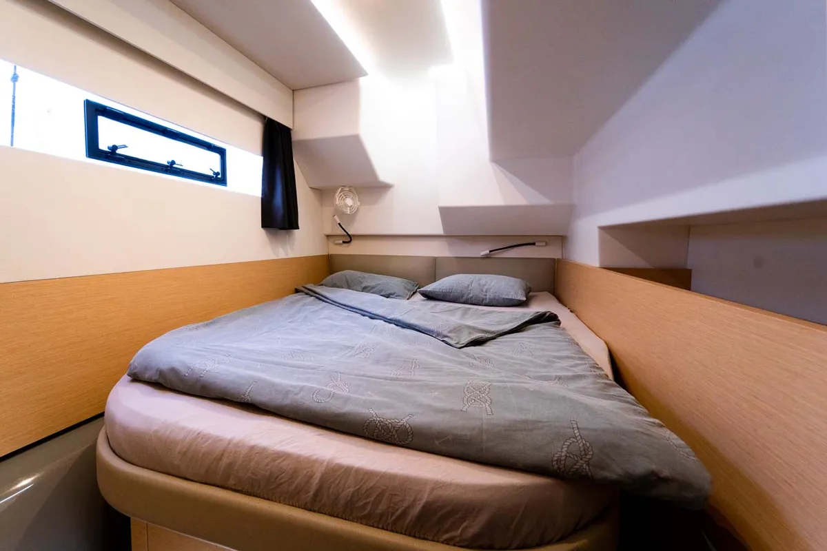 Cabin on Thunderball, a Fountaine Pajot MY 37 catamaran at Grad Biograd na Moru, Croatia
