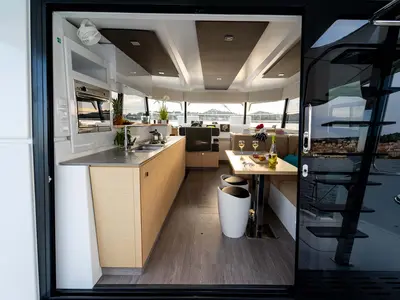 Galley of Thunderball, a Fountaine Pajot MY 37 catamaran at Grad Biograd na Moru, Croatia