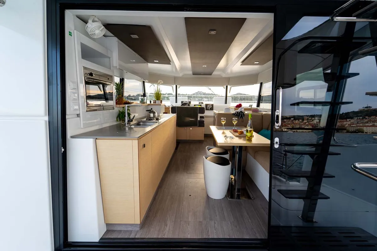 Galley of Thunderball, a Fountaine Pajot MY 37 catamaran at Grad Biograd na Moru, Croatia