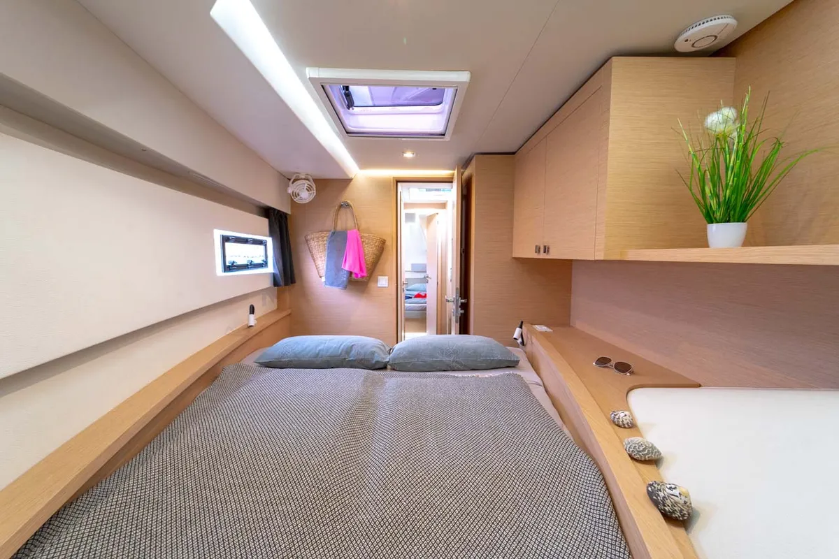 Cabin on Thunderball, a Fountaine Pajot MY 37 catamaran at Grad Biograd na Moru, Croatia