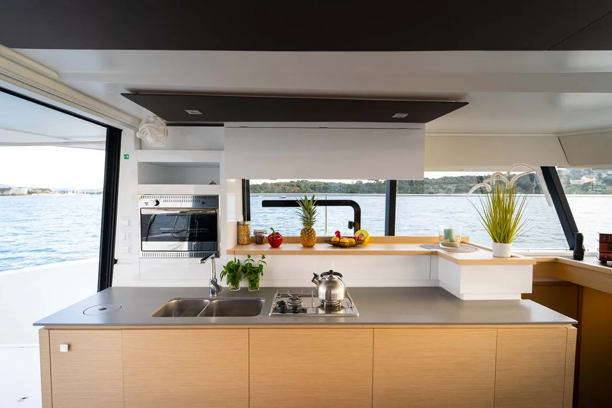 Galley of Thunderball, a Fountaine Pajot MY 37 catamaran at Grad Biograd na Moru, Croatia