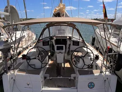 Cockpit of Marie, a Jeanneau Sun Odyssey 389 sailboat at Felanitx, Spain