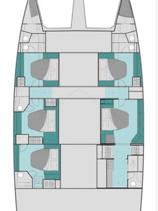 Floor plan of Premium, a Fountaine Pajot Samana 59 catamaran at Porto-Vecchio, France