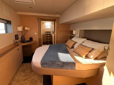 Cabin on Premium, a Fountaine Pajot Samana 59 catamaran at Porto-Vecchio, France