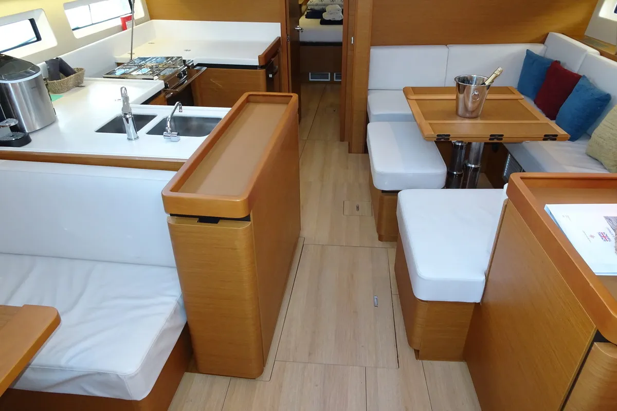 Salon of Alfader, a Jeanneau Sun Odyssey 490 sailboat at Primošten, Croatia