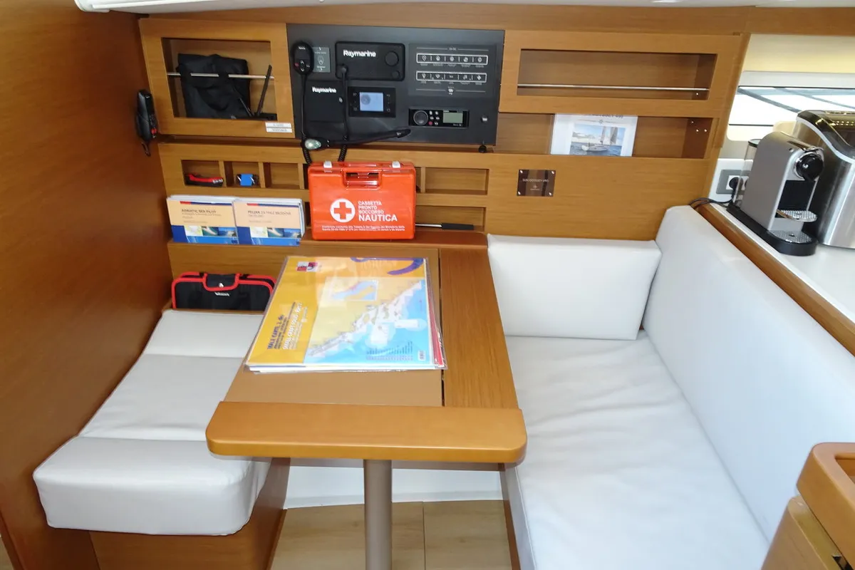Salon of Alfader, a Jeanneau Sun Odyssey 490 sailboat at Primošten, Croatia