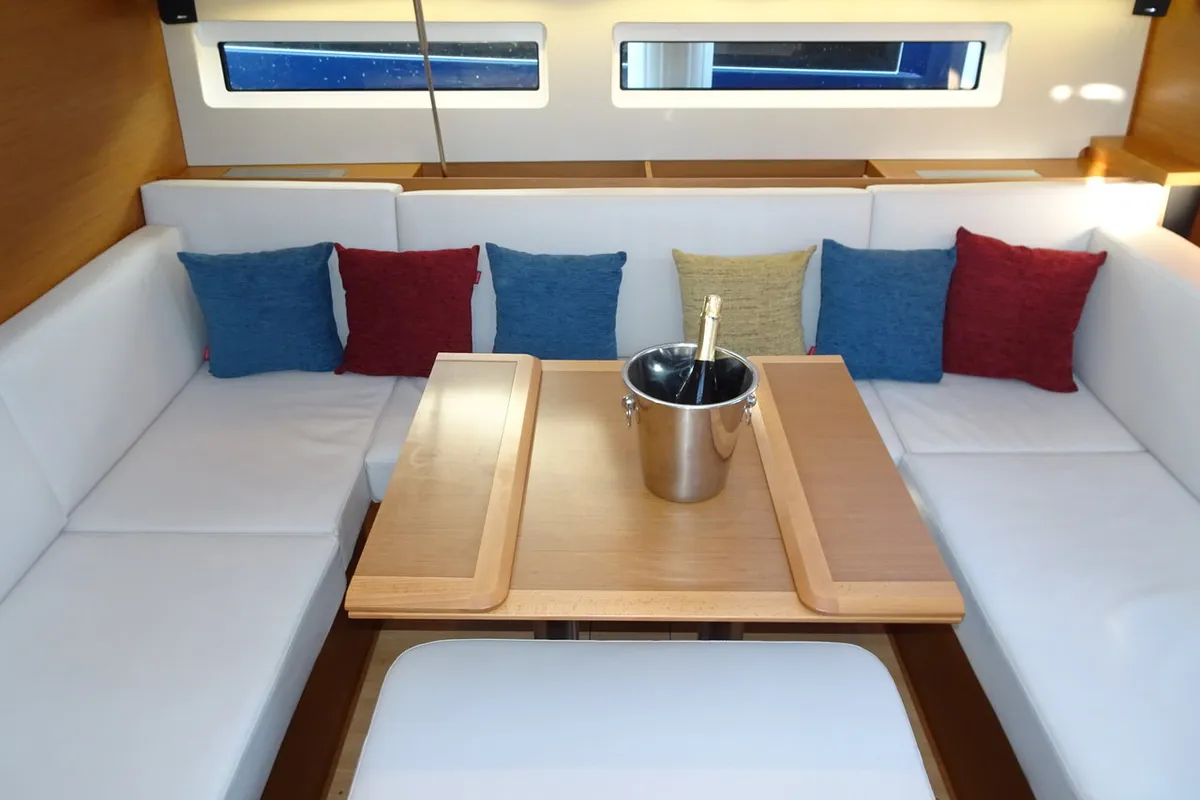 Salon of Alfader, a Jeanneau Sun Odyssey 490 sailboat at Primošten, Croatia