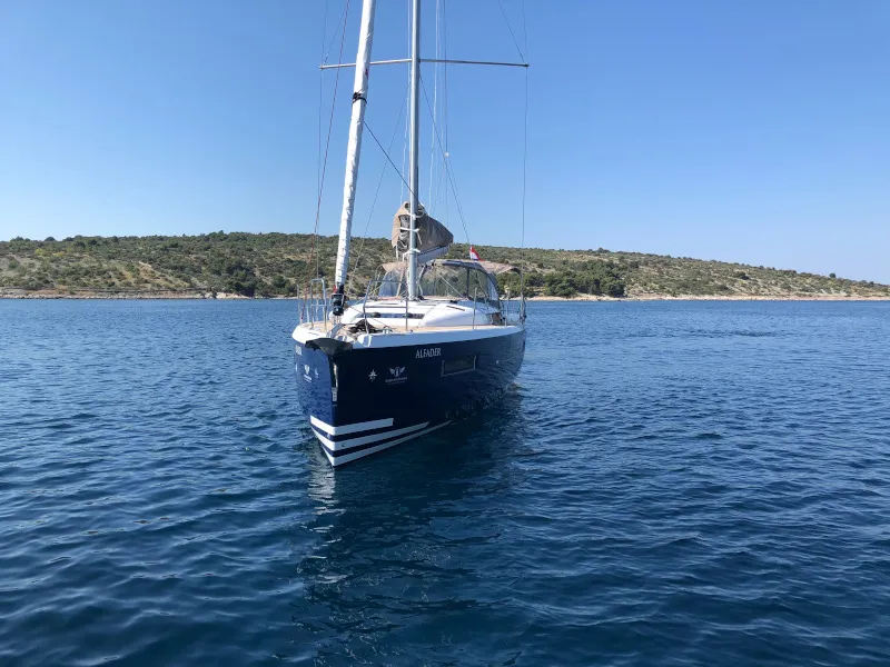Exterior view of Alfader, a Jeanneau Sun Odyssey 490 sailboat at Primošten, Croatia