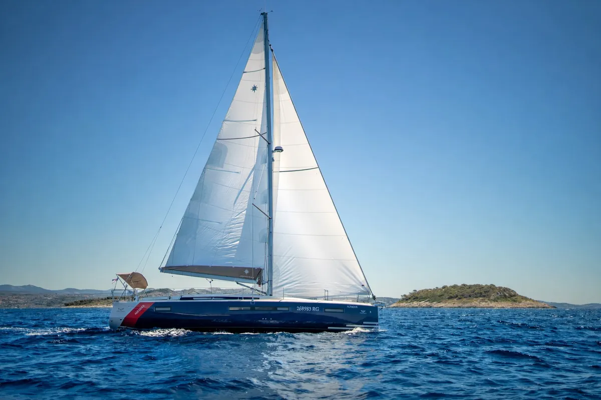 Exterior view of Alfader, a Jeanneau Sun Odyssey 490 sailboat at Primošten, Croatia