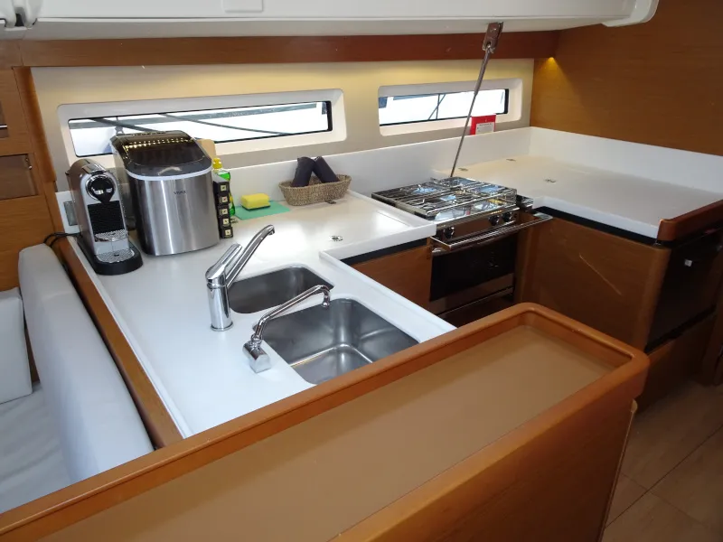 Galley of Alfader, a Jeanneau Sun Odyssey 490 sailboat at Primošten, Croatia