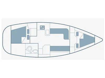 Floor plan of Sea Sail 2, a Bavaria 33 sailboat at Municipal Unit of Lefkada, Greece