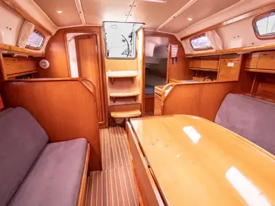 Salon of Sea Sail 2, a Bavaria 33 sailboat at Municipal Unit of Lefkada, Greece