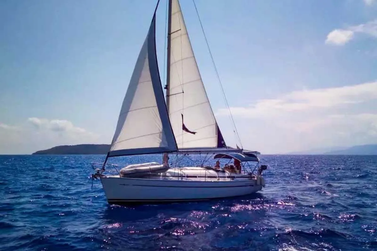 Exterior view of Sea Sail 2, a Bavaria 33 sailboat at Municipal Unit of Lefkada, Greece