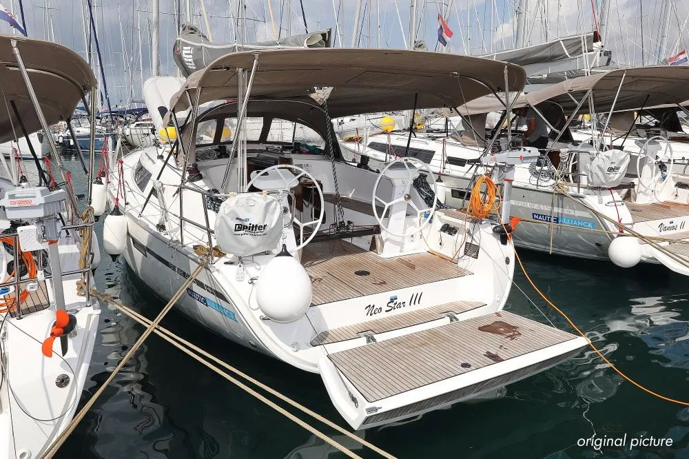 Exterior view of Neo Star III (16), a Bavaria Cruiser 41S sailboat at Murter, Croatia