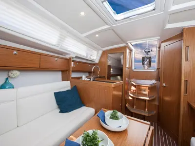 Salon of Sea Lion, a Bavaria Cruiser 33 sailboat at Primošten, Croatia