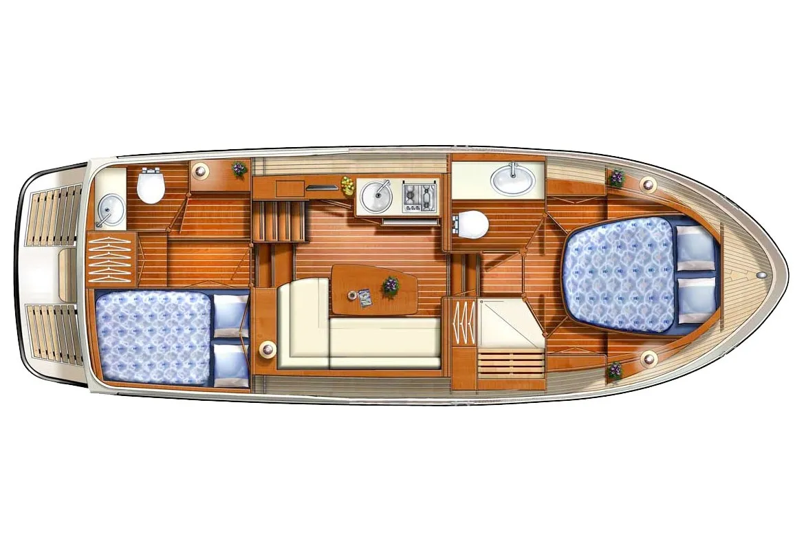 Floor plan of Lili, a Gulet x-reuse motor yacht at Mirow, Germany