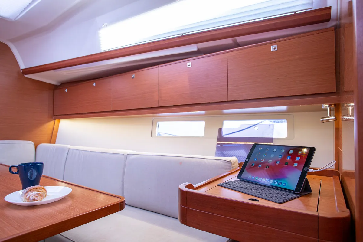 Salon of Niké, a Dufour 382 GL sailboat at Grad Pula, Croatia