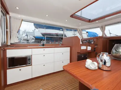 Galley of Neptunus, a Gulet Brandsma Luna 40 motorboat at Heukelum, Netherlands