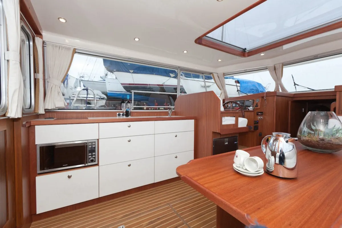 Galley of Neptunus, a Gulet Brandsma Luna 40 motorboat at Heukelum, Netherlands