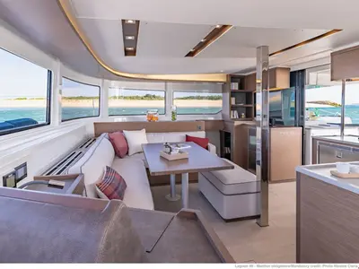 Salon of no name, a Lagoon 46 catamaran at Athens, Greece