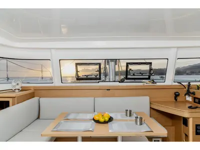 Salon of Pura Vida, a Excess 11 catamaran at Ribishi, Saint Vincent and the Grenadines