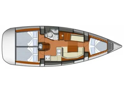 Floor plan of Catrina, a Jeanneau Sun Odyssey 36i sailboat at Municipal Unit of Elefsina, Greece