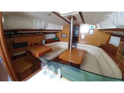 Salon of Catrina, a Jeanneau Sun Odyssey 36i sailboat at Municipal Unit of Elefsina, Greece