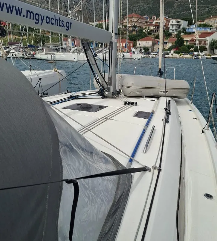 Deck of Taylor, a Beneteau Oceanis 40.1 sailboat at Municipal Unit of Lefkada, Greece