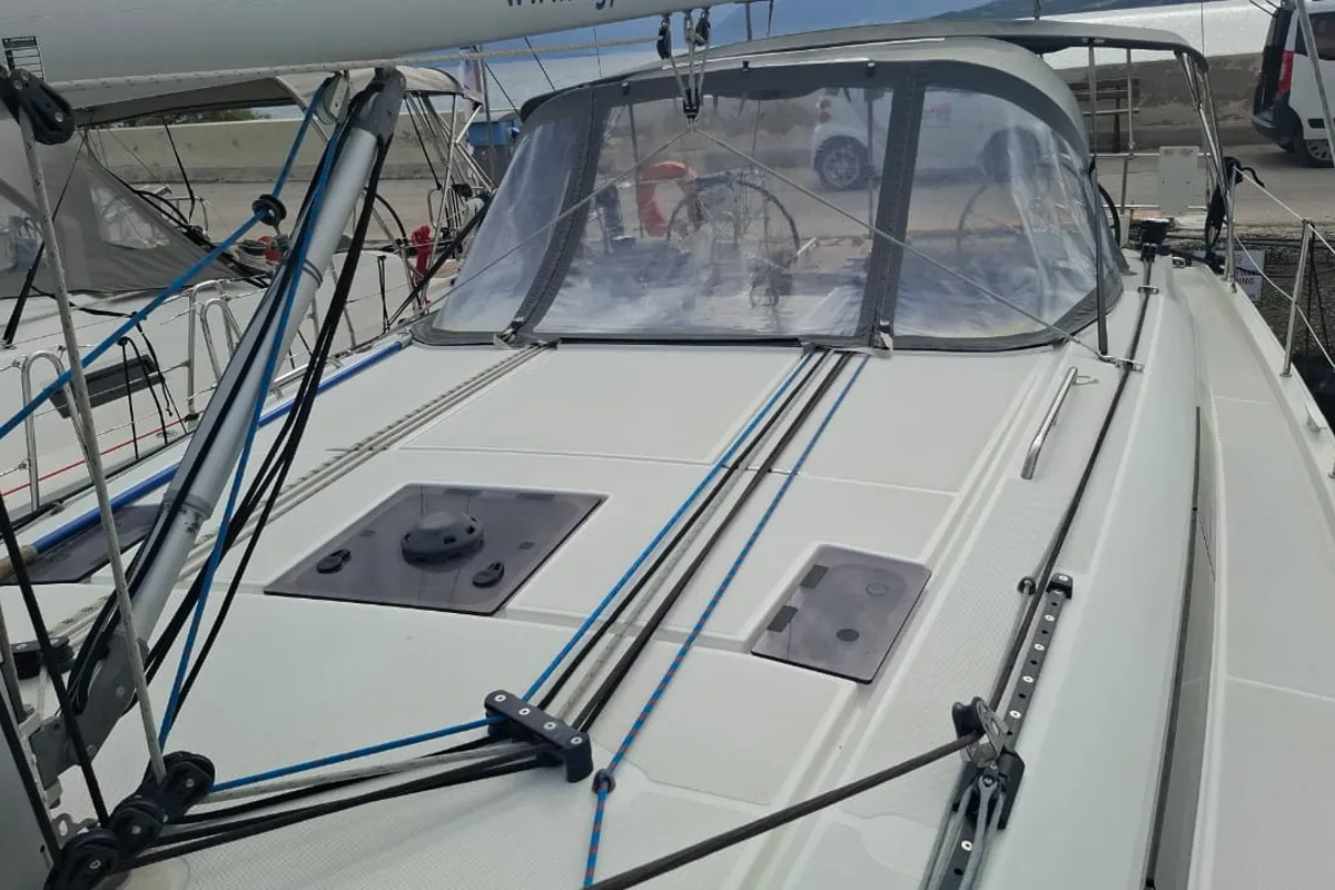 Deck of Taylor, a Beneteau Oceanis 40.1 sailboat at Municipal Unit of Lefkada, Greece