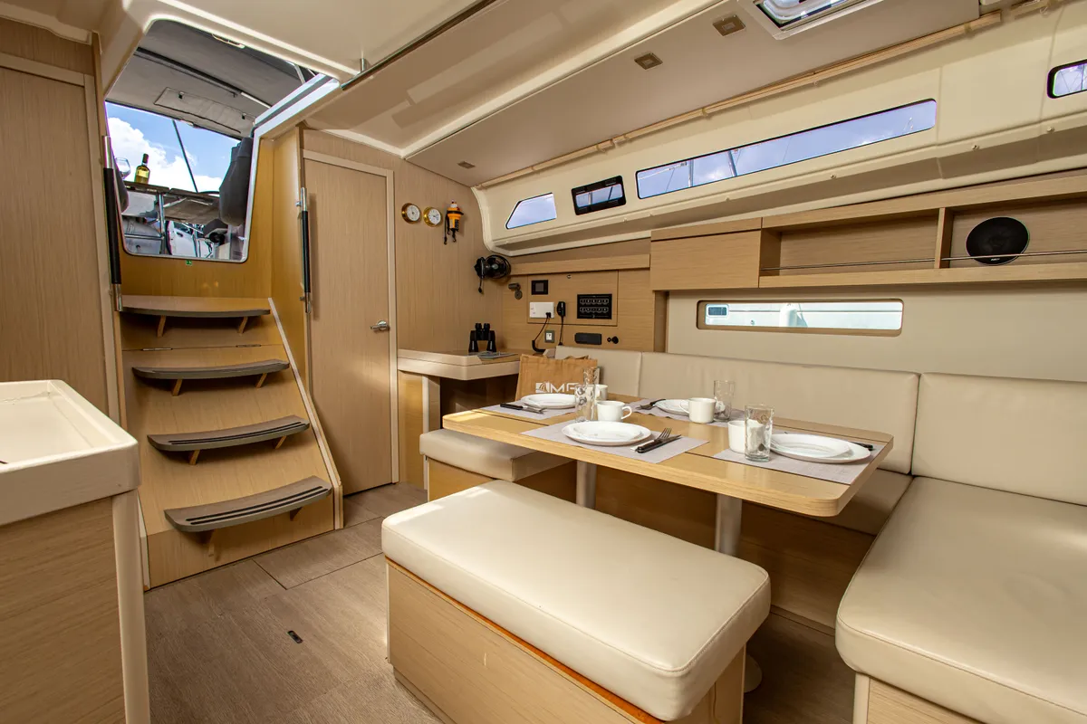 Salon of Taylor, a Beneteau Oceanis 40.1 sailboat at Municipal Unit of Lefkada, Greece