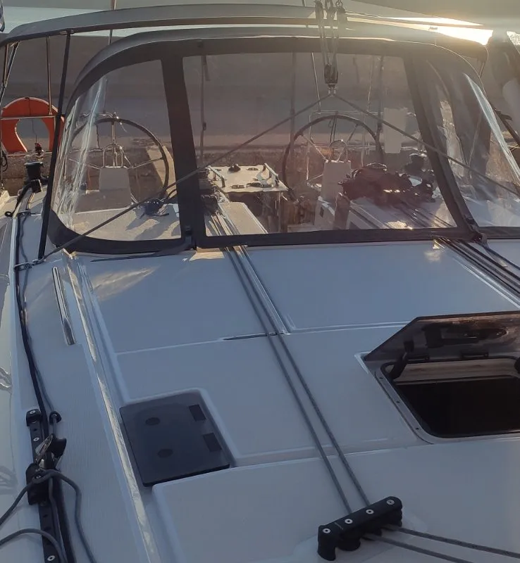 Deck of Taylor, a Beneteau Oceanis 40.1 sailboat at Municipal Unit of Lefkada, Greece