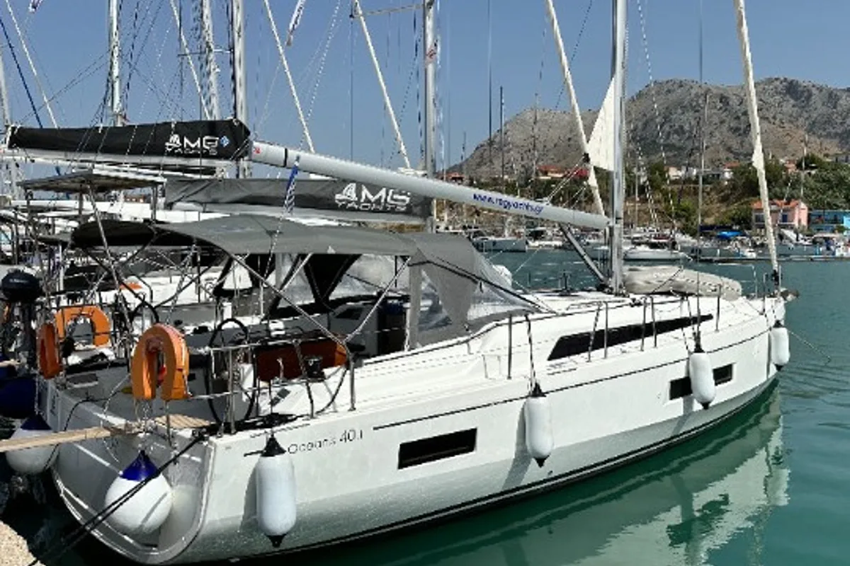 Exterior view of Taylor, a Beneteau Oceanis 40.1 sailboat at Municipal Unit of Lefkada, Greece